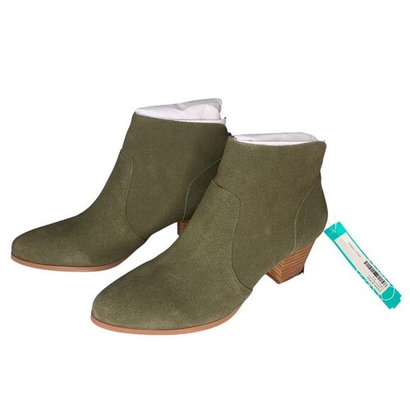 Violet & Red NWT Cupid Suede Boots Olive Green Back Zipper Size 8.5 - Picture 3 of 10